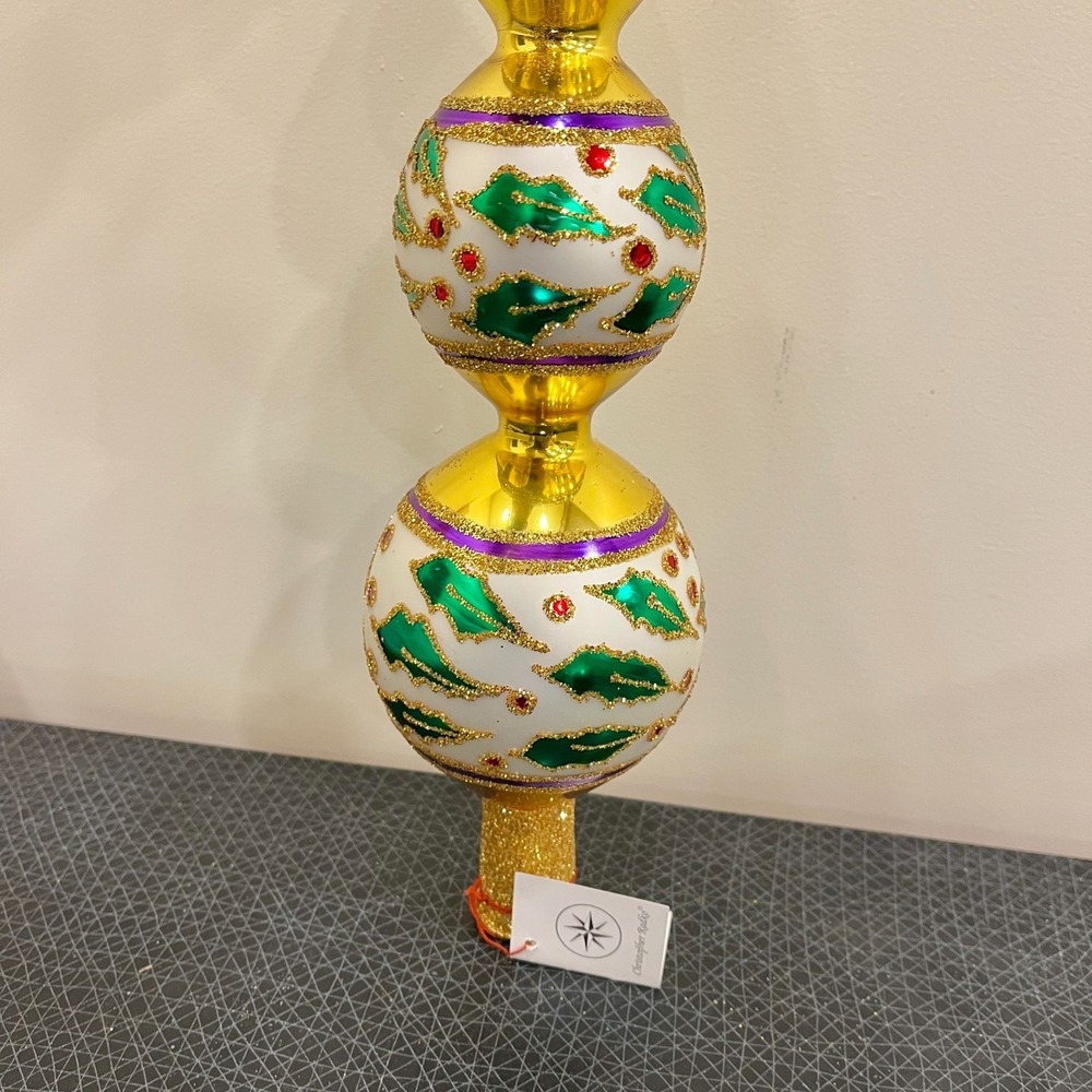 Christopher Radko Retired Vintage Extremely Rare HOLLY RIBBONS FINIAL 1993 - Picture 4 of 14